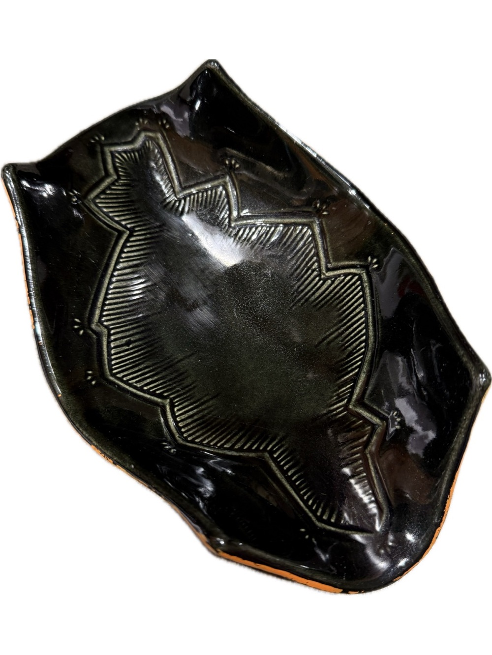 1960’s McCoy PotteryDish #5930 - MCM Geometric Low Footed Bowl/Console Dish.